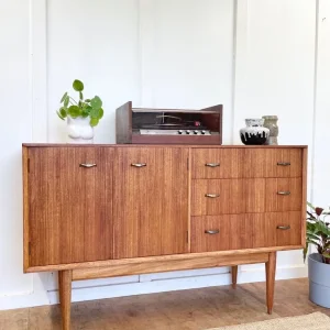 Midcentury Uniflex teak vintage sideboard record media cabinet G Plan era 🚚 - Image 7