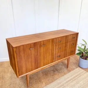 Midcentury Uniflex teak vintage sideboard record media cabinet G Plan era 🚚 - Image 8