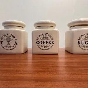 Set of Three Vintage Tea Coffee Sugar Jars - Image 2