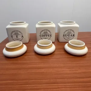 Set of Three Vintage Tea Coffee Sugar Jars - Image 3