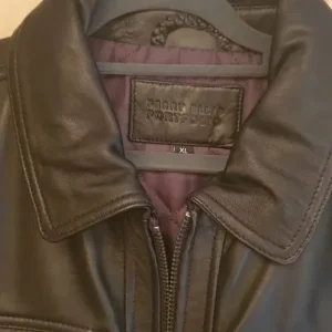 Black Leather Bomber Jacket XL new unused - Image 5