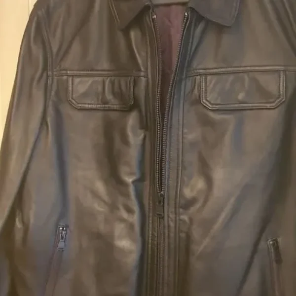 Black Leather Bomber Jacket XL new unused