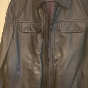 Black Leather Bomber Jacket XL new unused