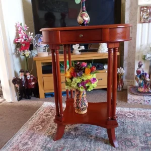 Lovely condition beautiful kidney shaped mahogany table withdrawals - Image 3