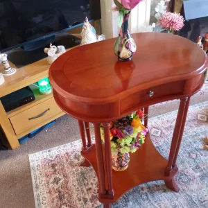 Lovely condition beautiful kidney shaped mahogany table withdrawals - Image 5