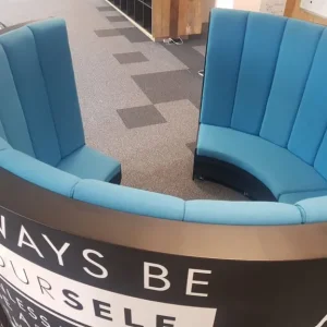 8-10 Seater Black-Blue Contrast Office High Back Meeting acoustic meeting booth Pod on castor - Image 4