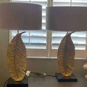 Stunning Set of Heathfield & Co Gold Leaf Metal Lamp - Image 2