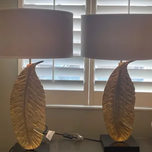 Stunning Set of Heathfield & Co Gold Leaf Metal Lamp