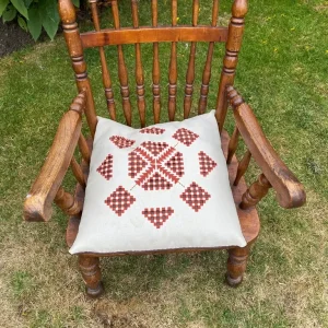 Vintage Wooden Low Spindle Back Chair & Cushion - Image 2