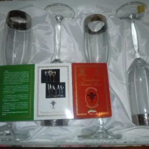 NEW Cristalleria Silver Decorated Champagne glasses - Image 2