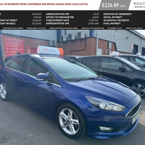 2016 Ford Focus 1.0T EcoBoost Zetec S Hatchback 5dr Petrol Manual Euro 6 (s/s) (125 ps) Hatchback...