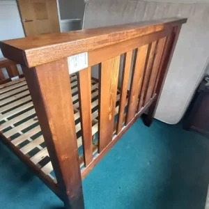 Dark mango wood bed + 2 side units - Image 3