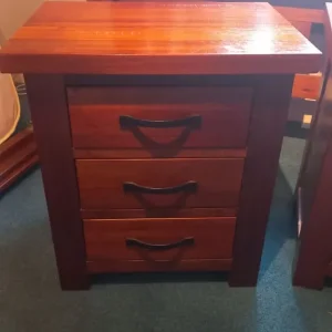 Dark mango wood bed + 2 side units - Image 7