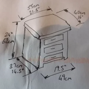 Dark mango wood bed + 2 side units - Image 8