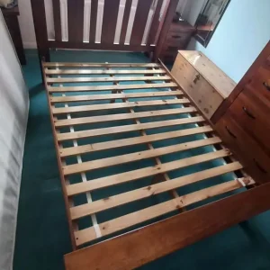 Dark mango wood bed + 2 side units