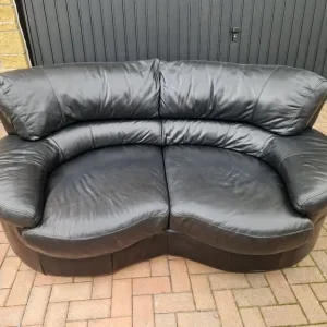2 Seater curved leather sofa