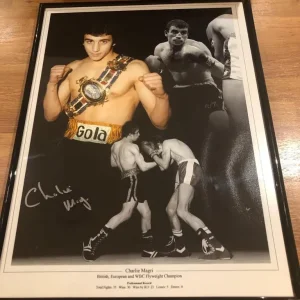 Charlie magri world champ boxer signed framed montage