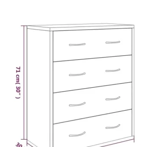 Sideboard with 4 Drawers 60x30.5x71 cm Black 342577 - Image 5