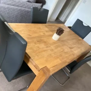 Oak wood 6-Person Wooden Dining Table – Light Brown Finish - Image 3