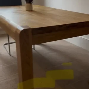 Oak wood 6-Person Wooden Dining Table – Light Brown Finish - Image 5