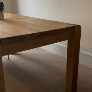 Oak wood 6-Person Wooden Dining Table – Light Brown Finish - Image 6