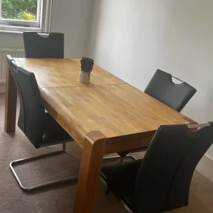 Oak wood 6-Person Wooden Dining Table – Light Brown Finish