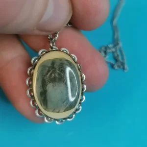 Vintage Pekingese Dog Necklace with Enamel Pendant on Sterling Chain, Hand Coloured - Image 5