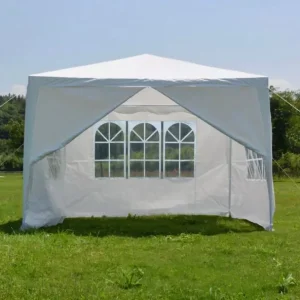New 3x3 Waterproof White Garden Gazebo Marquee Awning Tent With Four Sides