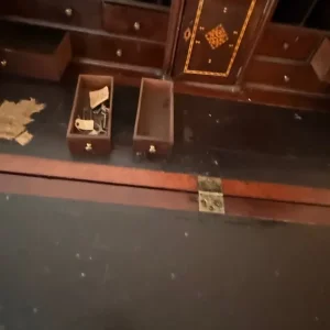 Antique wooden drop down writing desk - Image 4