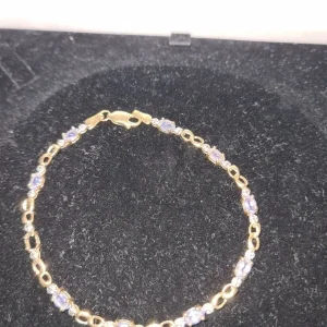 9ct yellow gold bracelet diamond and tanzanite tennis - Image 5