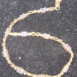 9ct yellow gold bracelet diamond and tanzanite tennis - Image 6