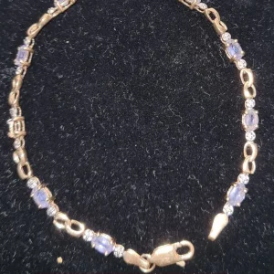 9ct yellow gold bracelet diamond and tanzanite tennis - Image 8