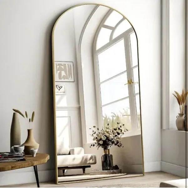 Large gold oval mirror