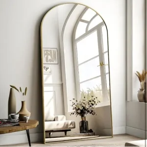 Large gold oval mirror