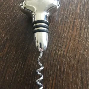 A Set Of Metal Bottle Stoppers, Silver Plated Corkscrew and Drip Ring - Image 3