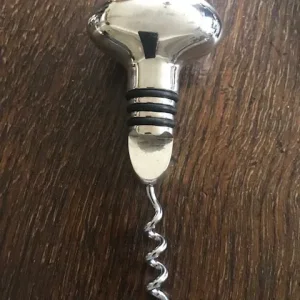 A Set Of Metal Bottle Stoppers, Silver Plated Corkscrew and Drip Ring - Image 4