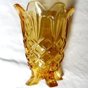 VINTAGE AMBER GLASS CELERY VASE - Image 2