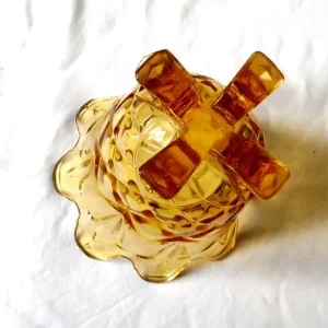 VINTAGE AMBER GLASS CELERY VASE - Image 3