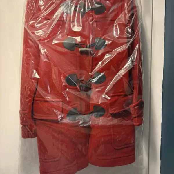 Red Burberry Wool hooded Coat