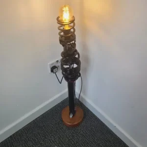 VW Golf MK6 Rear Stance Coil Over Fitted With A Vintage Lamp Mounted On A Mahogany Base - Image 2