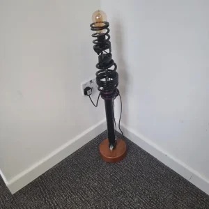 VW Golf MK6 Rear Stance Coil Over Fitted With A Vintage Lamp Mounted On A Mahogany Base - Image 3