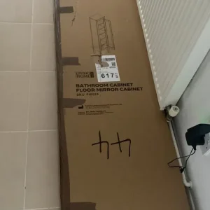 Tall white mirrored bathroom cabinet - Image 3