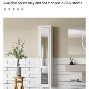 Tall white mirrored bathroom cabinet