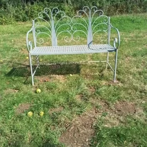 Pretty metal painted garden bench