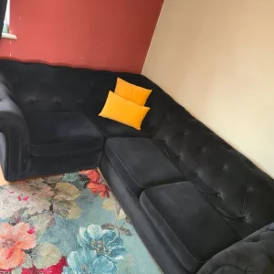 Chesterfield Sofa 4 seat corner Black - Image 2