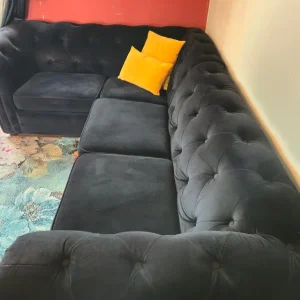 Chesterfield Sofa 4 seat corner Black - Image 3