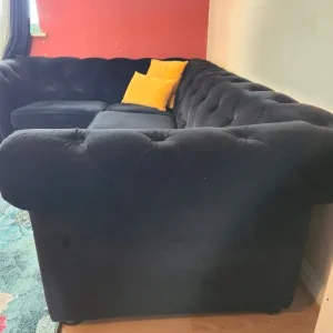 Chesterfield Sofa 4 seat corner Black - Image 4