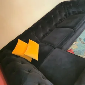 Chesterfield Sofa 4 seat corner Black - Image 5