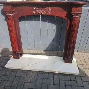 fireplace with marble base