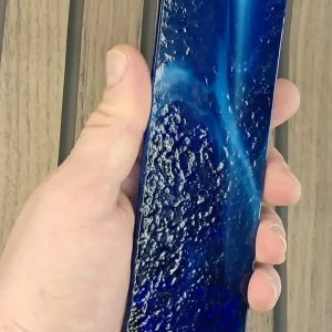 Vintage handmade fused glass suncatcher or hanging panel featuring a sea-themed design. - Image 3